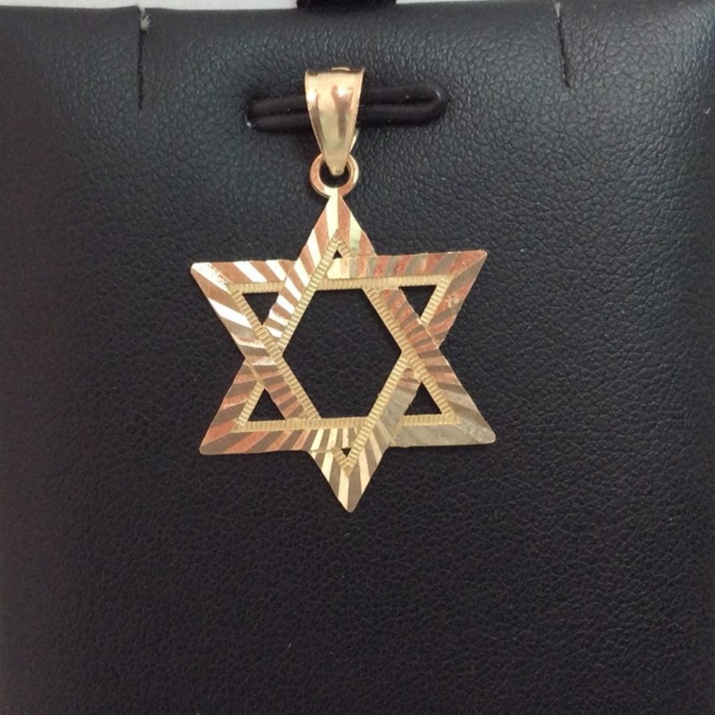 10k Yellow Real Gold Star Of David Pendant 1.7gr